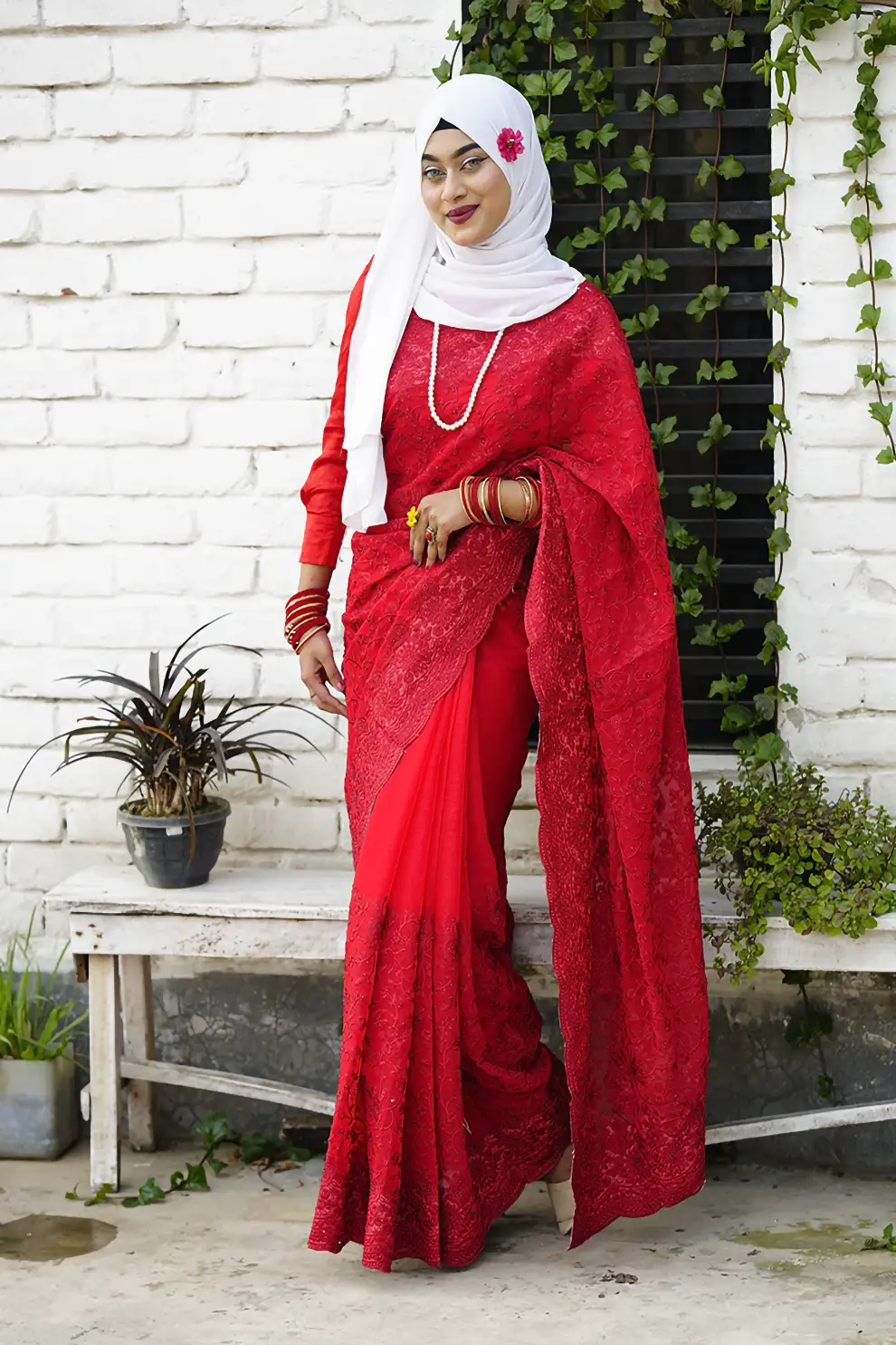 Royal Red Organza Party Wear Saree